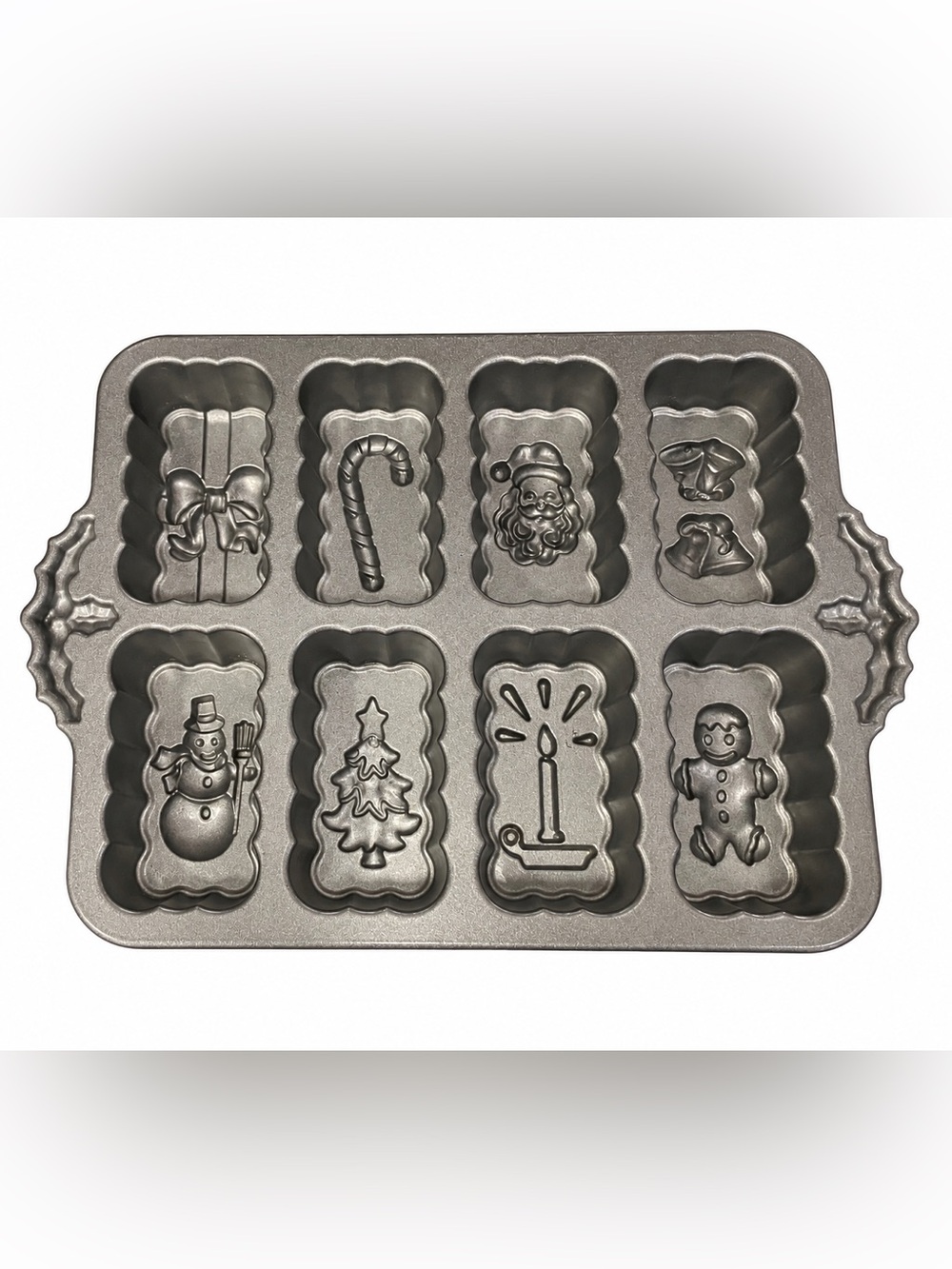 Nordic Ware Holiday Mini Loaf Pan 8 Cavity Christmas Cast Aluminum USA